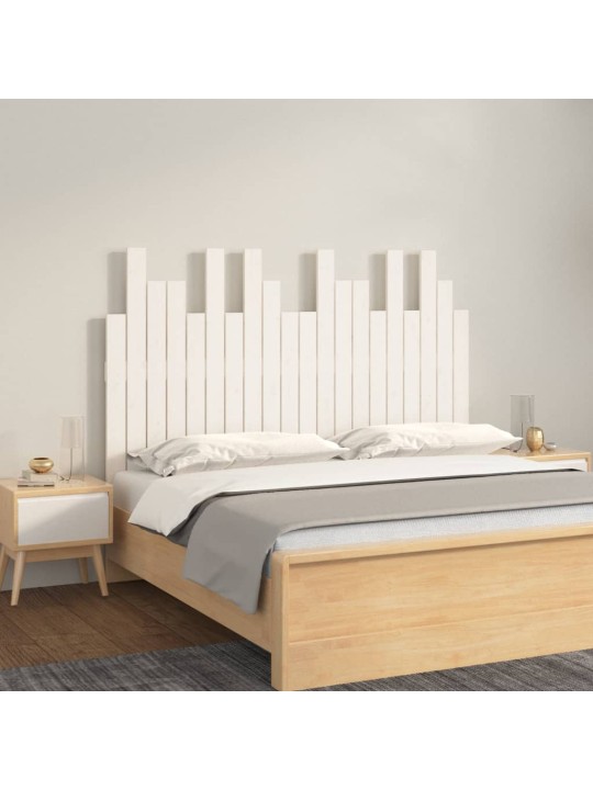 Nástěnné čelo postele bílé 127,5x3x80 cm masivní borové dřevo