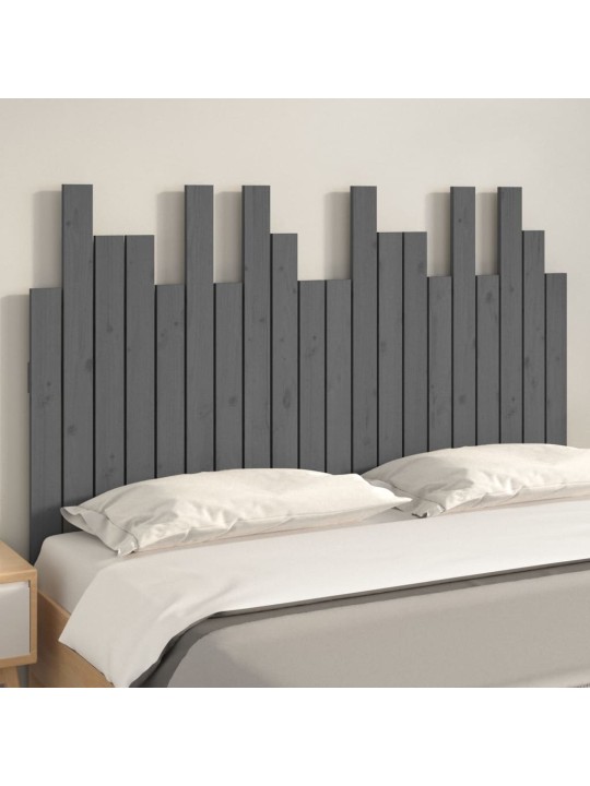 Nástěnné čelo postele šedé 127,5x3x80 cm masivní borové dřevo