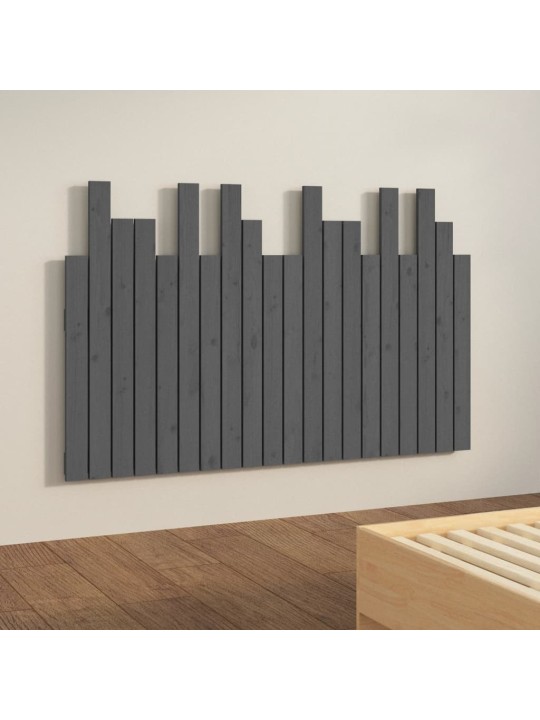 Nástěnné čelo postele šedé 127,5x3x80 cm masivní borové dřevo