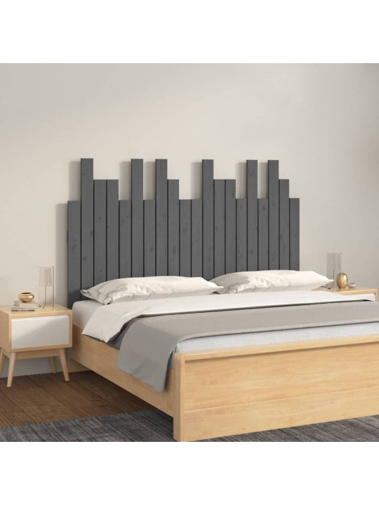 Nástěnné čelo postele šedé 127,5x3x80 cm masivní borové dřevo