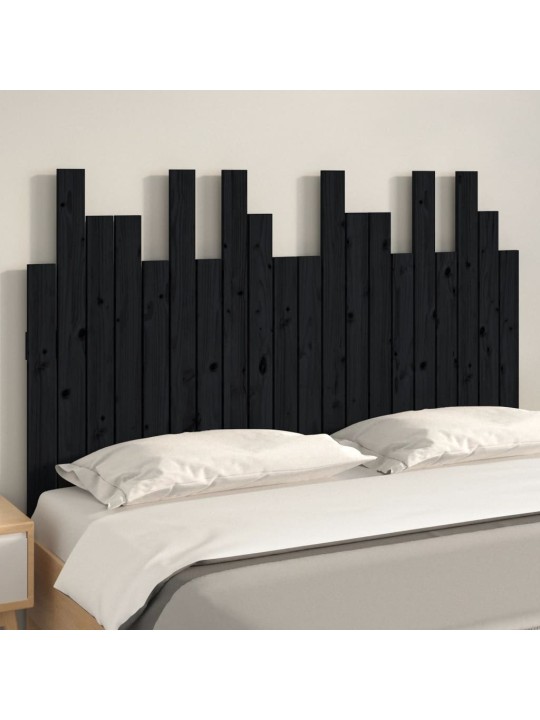 Nástěnné čelo postele černé 127,5x3x80 cm masivní borové dřevo