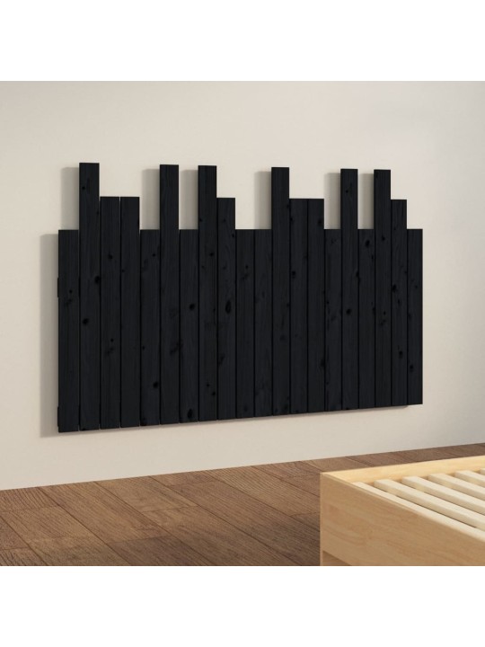Nástěnné čelo postele černé 127,5x3x80 cm masivní borové dřevo