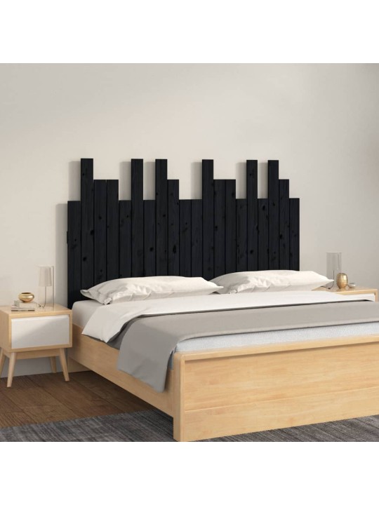 Nástěnné čelo postele černé 127,5x3x80 cm masivní borové dřevo