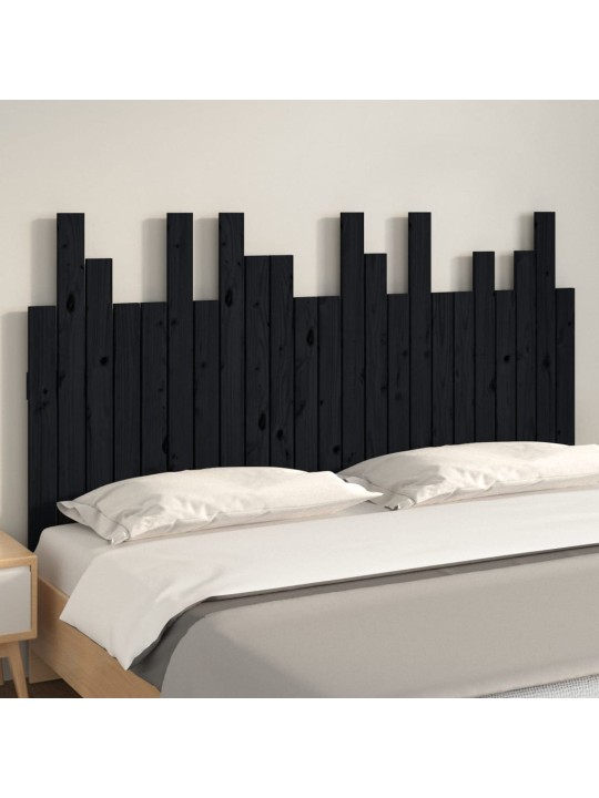 Nástěnné čelo postele černé 146,5x3x80 cm masivní borové dřevo