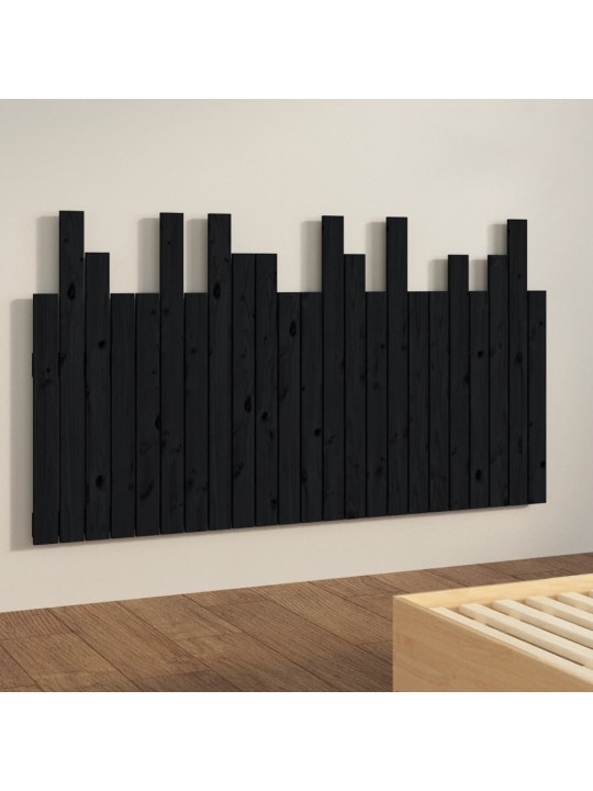 Nástěnné čelo postele černé 146,5x3x80 cm masivní borové dřevo