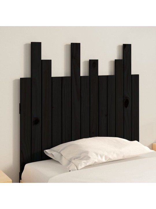 Nástěnné čelo postele černé 82,5x3x80 cm masivní borové dřevo