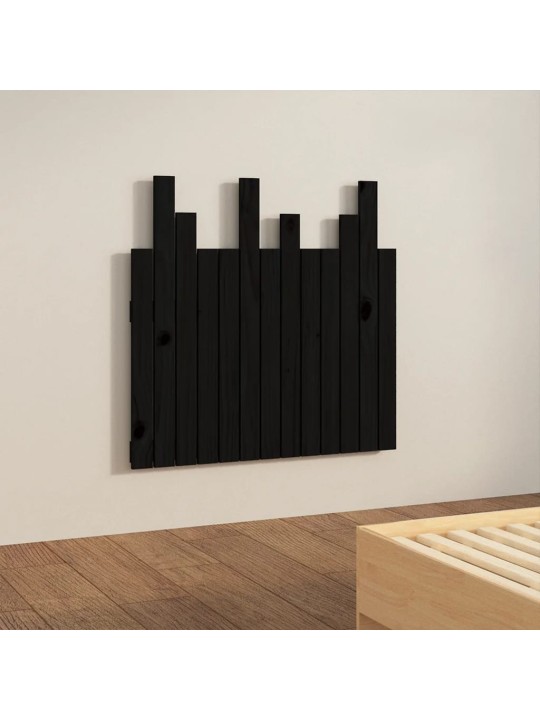 Nástěnné čelo postele černé 82,5x3x80 cm masivní borové dřevo