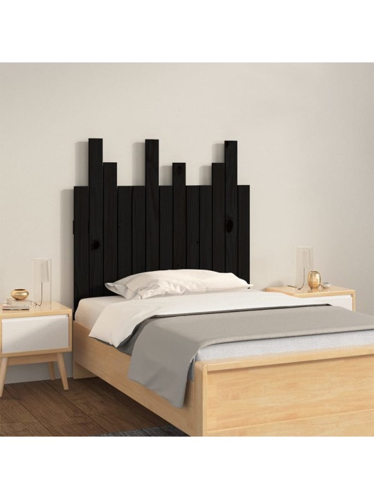 Nástěnné čelo postele černé 82,5x3x80 cm masivní borové dřevo