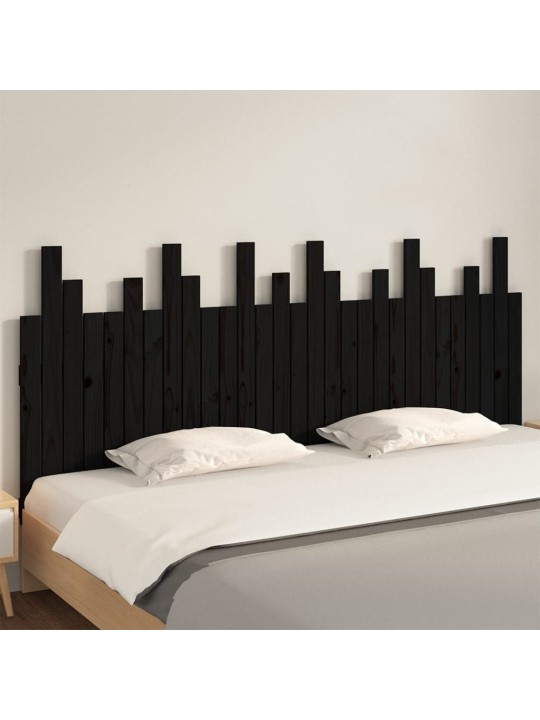 Nástěnné čelo postele černé 185x3x80 cm masivní borové dřevo