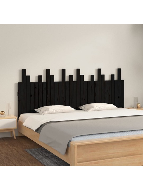 Nástěnné čelo postele černé 185x3x80 cm masivní borové dřevo