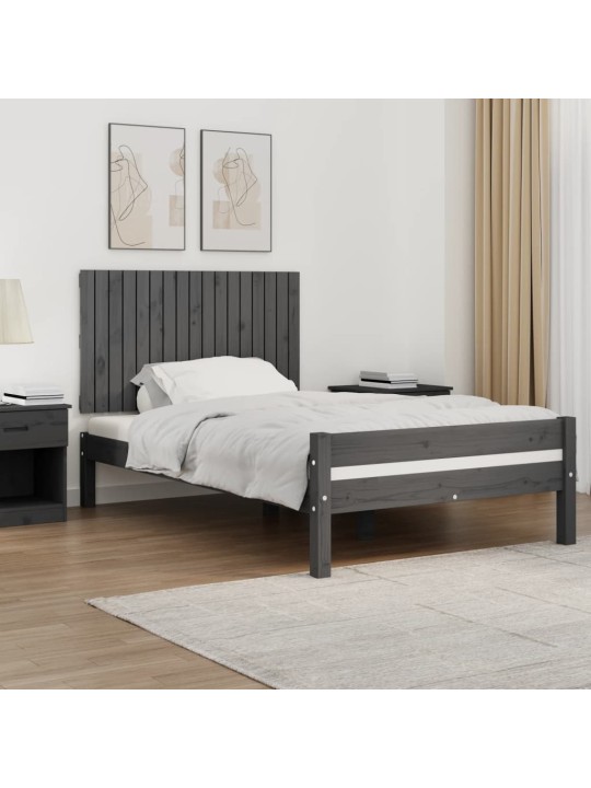 Nástěnné čelo postele šedé 108 x 3 x 60 cm masivní borové dřevo