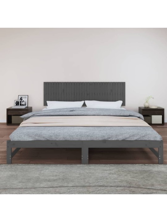 Nástěnné čelo postele šedé 204 x 3 x 60 cm masivní borové dřevo