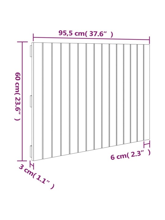 Nástěnné čelo postele šedé 95,5x3x60 cm masivní borové dřevo
