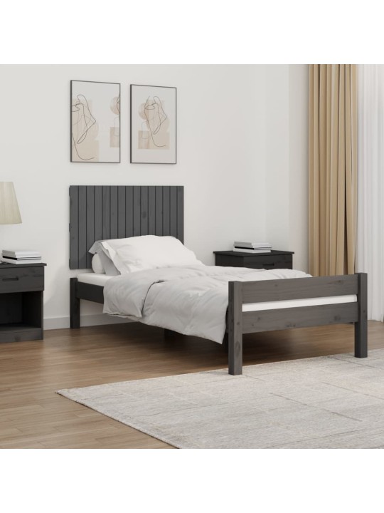 Nástěnné čelo postele šedé 95,5x3x60 cm masivní borové dřevo