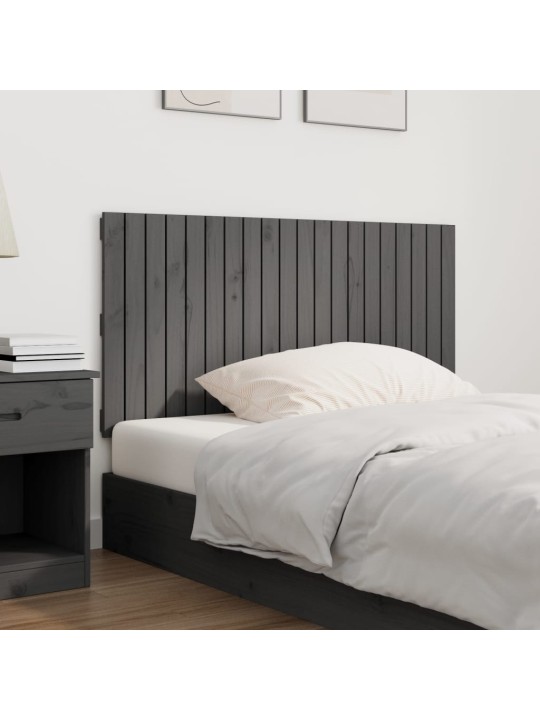 Nástěnné čelo postele šedé 127,5x3x60 cm masivní borové dřevo