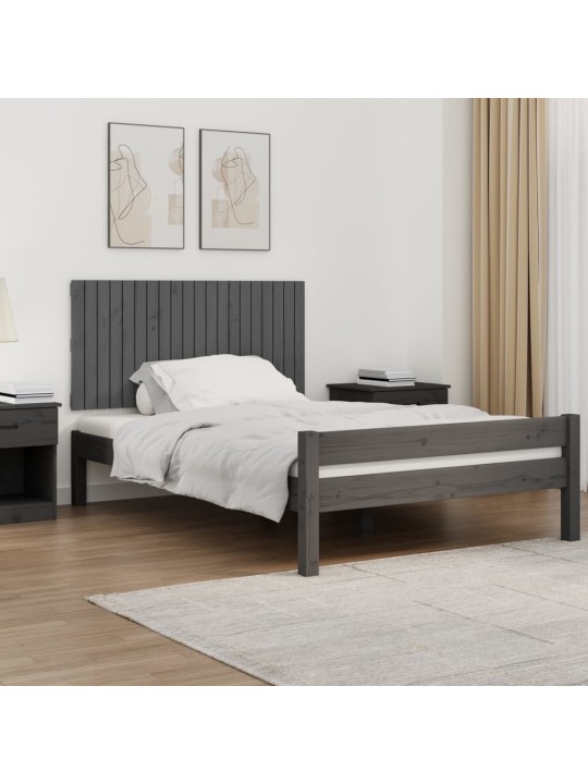 Nástěnné čelo postele šedé 127,5x3x60 cm masivní borové dřevo