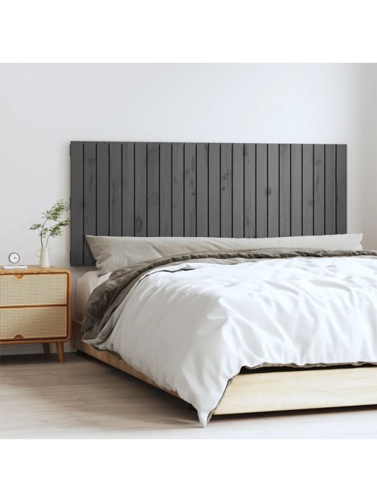 Nástěnné čelo postele šedé 147 x 3 x 60 cm masivní borové dřevo
