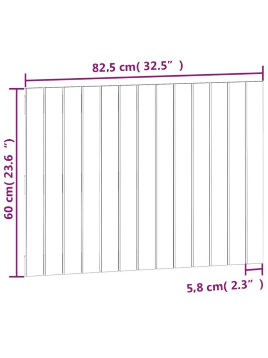 Nástěnné čelo postele bílé 82,5x3x60 cm masivní borové dřevo
