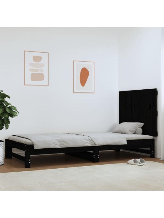 Nástěnné čelo postele černé 82,5x3x60 cm masivní borové dřevo