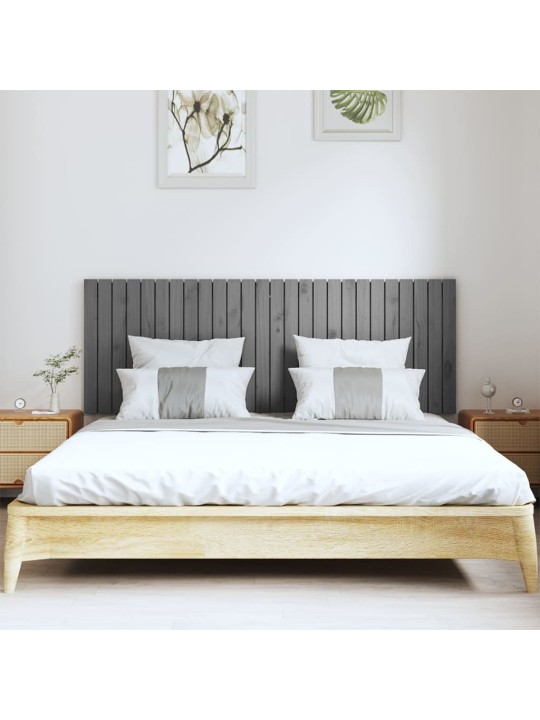 Nástěnné čelo postele šedé 166 x 3 x 60 cm masivní borové dřevo