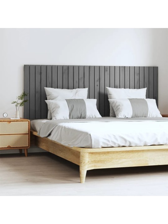 Nástěnné čelo postele šedé 166 x 3 x 60 cm masivní borové dřevo