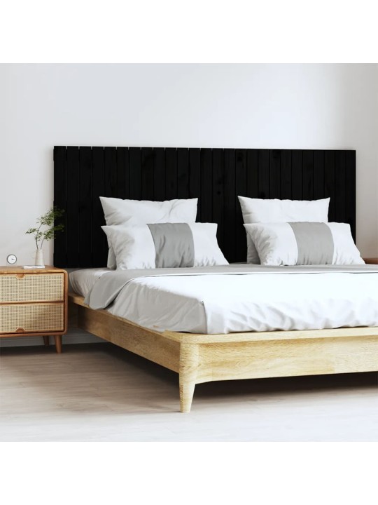 Nástěnné čelo postele černé 166x3x60 cm masivní borové dřevo