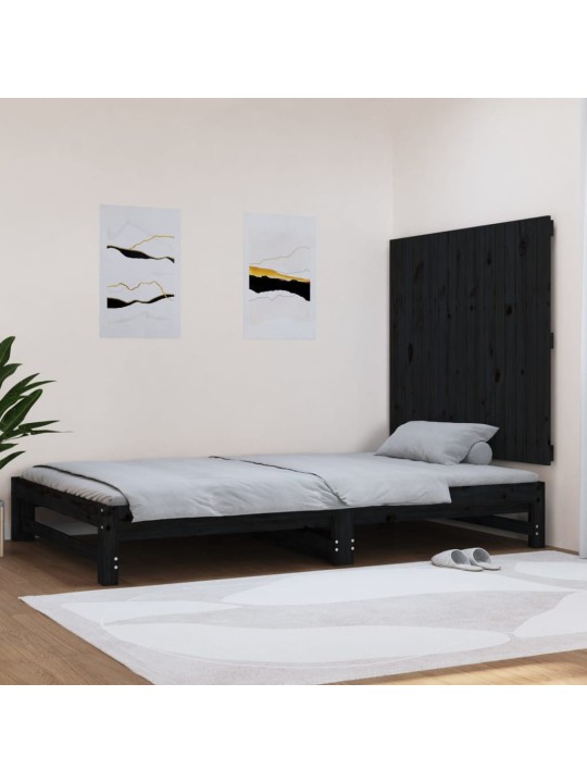 Nástěnné čelo postele černé 108x3x90 cm masivní borové dřevo