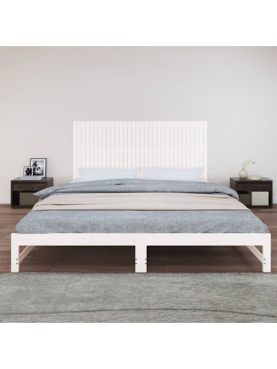 Nástěnné čelo postele bílé 204x3x90 cm masivní borové dřevo
