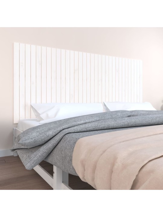 Nástěnné čelo postele bílé 204x3x90 cm masivní borové dřevo