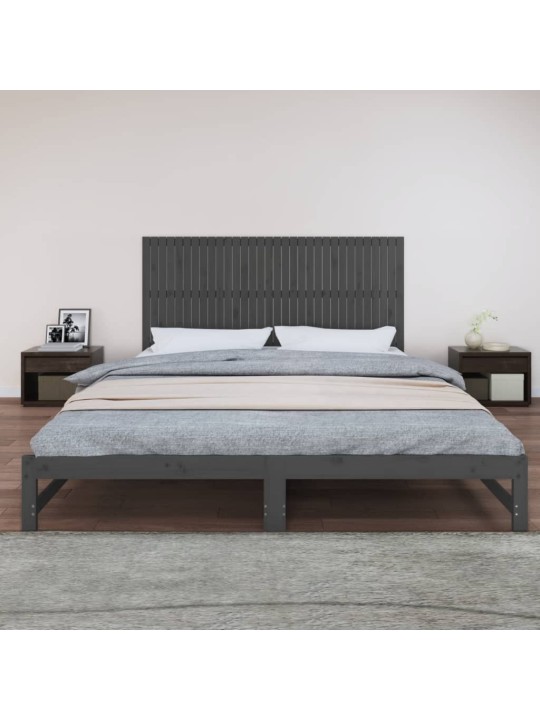 Nástěnné čelo postele šedé 204x3x90 cm masivní borové dřevo