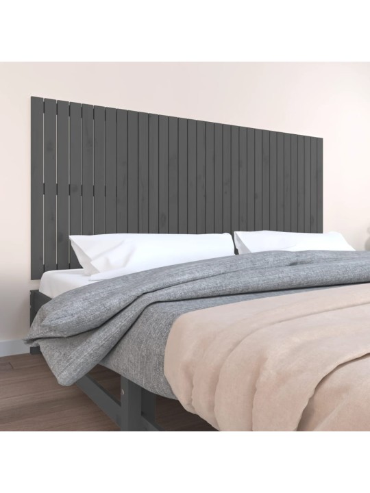 Nástěnné čelo postele šedé 204x3x90 cm masivní borové dřevo