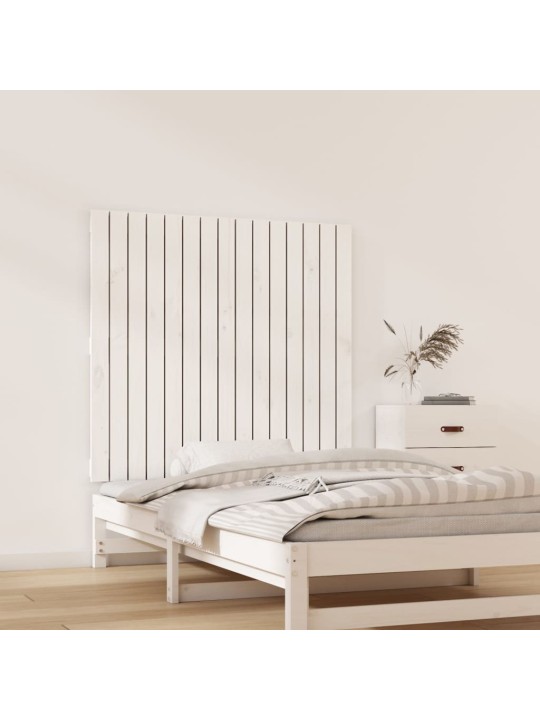 Nástěnné čelo postele bílé 95,5x3x90 cm masivní borové dřevo