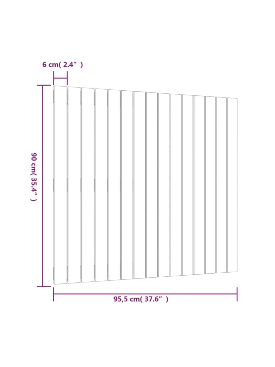 Nástěnné čelo postele šedé 95,5x3x90 cm masivní borové dřevo