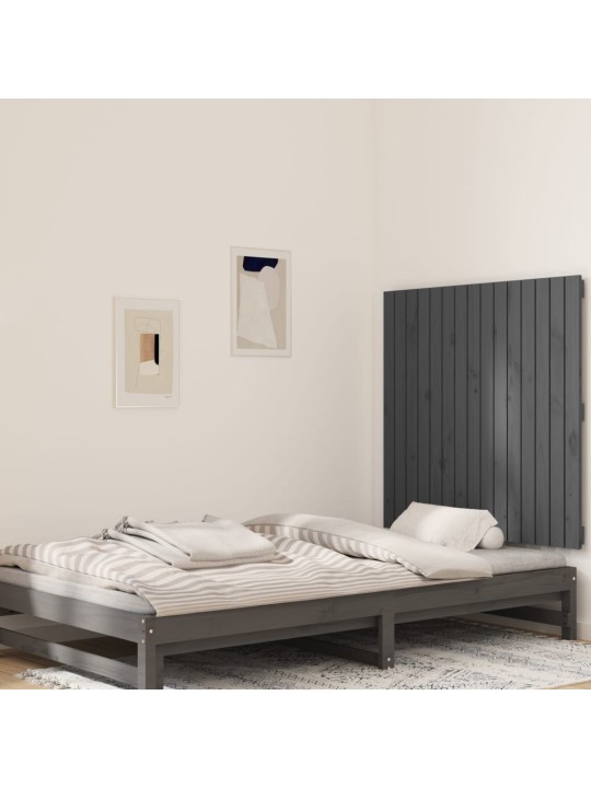 Nástěnné čelo postele šedé 95,5x3x90 cm masivní borové dřevo