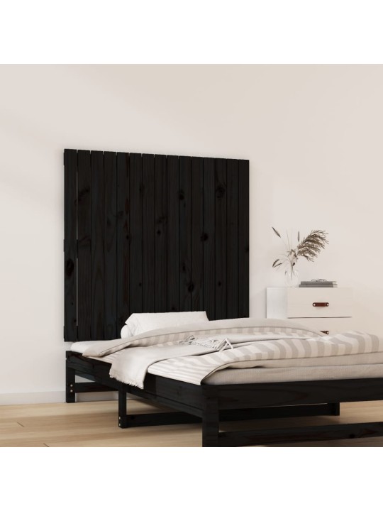 Nástěnné čelo postele černé 95,5x3x90 cm masivní borové dřevo