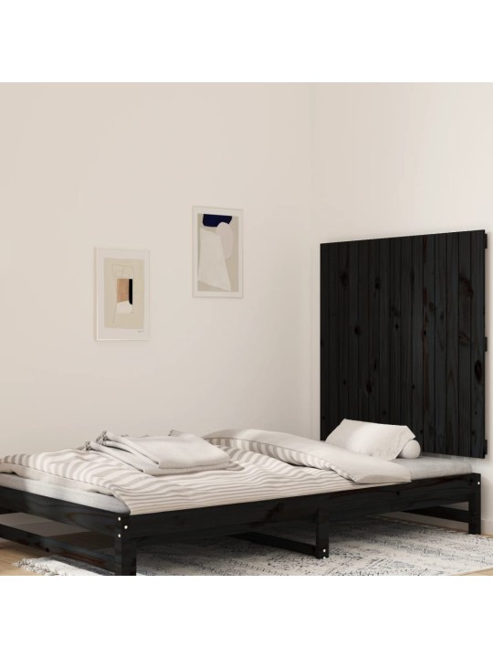 Nástěnné čelo postele černé 95,5x3x90 cm masivní borové dřevo