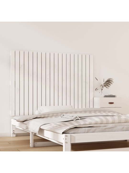 Nástěnné čelo postele bílé 127,5x3x90 cm masivní borové dřevo