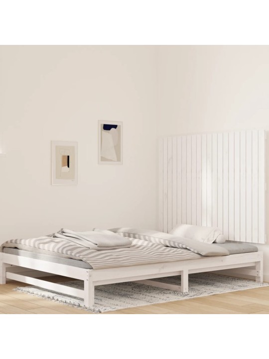 Nástěnné čelo postele bílé 127,5x3x90 cm masivní borové dřevo