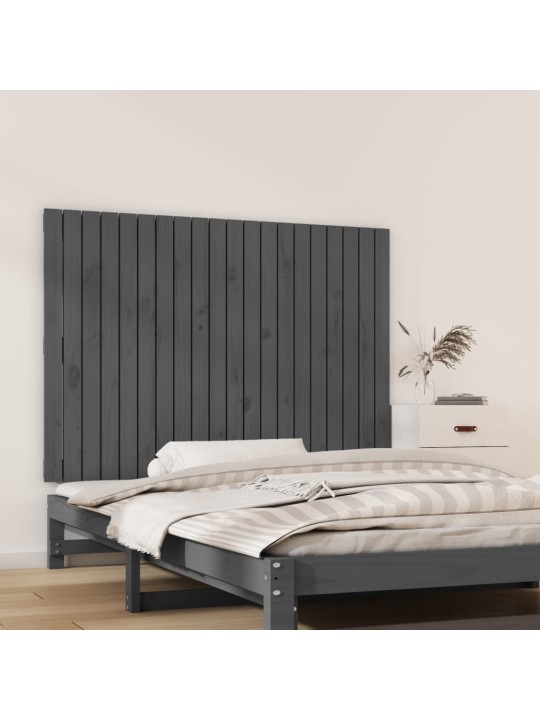 Nástěnné čelo postele šedé 127,5x3x90 cm masivní borové dřevo