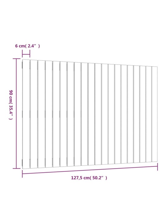 Nástěnné čelo postele šedé 127,5x3x90 cm masivní borové dřevo