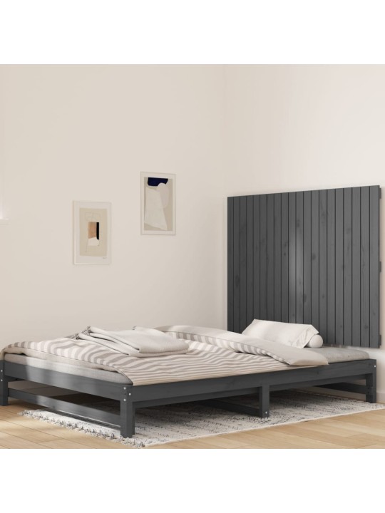 Nástěnné čelo postele šedé 127,5x3x90 cm masivní borové dřevo