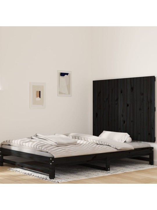 Nástěnné čelo postele černé 127,5x3x90 cm masivní borové dřevo
