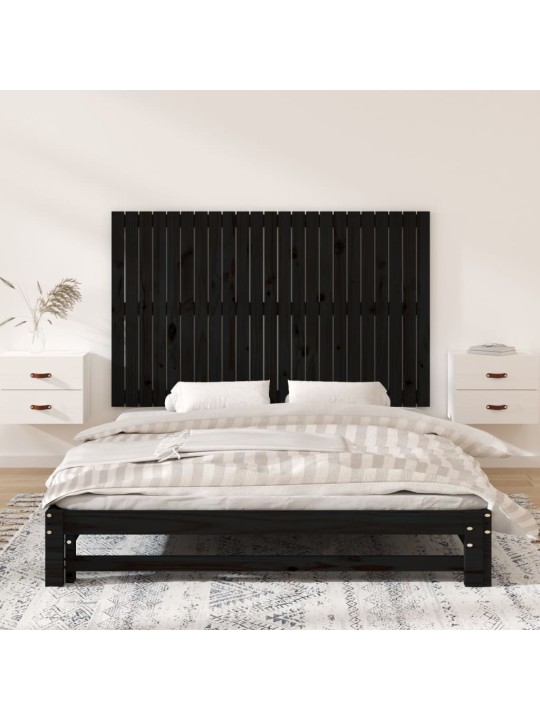 Nástěnné čelo postele černé 147x3x90 cm masivní borové dřevo