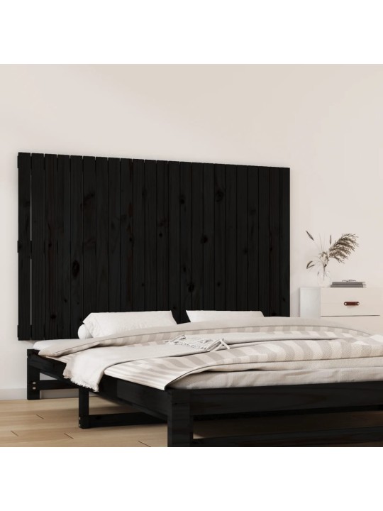 Nástěnné čelo postele černé 147x3x90 cm masivní borové dřevo