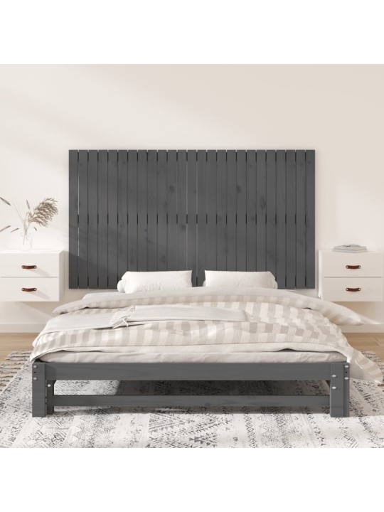 Nástěnné čelo postele šedé 159,5x3x90 cm masivní borové dřevo