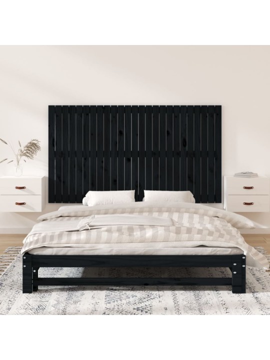 Nástěnné čelo postele černé 159,5x3x90 cm masivní borové dřevo