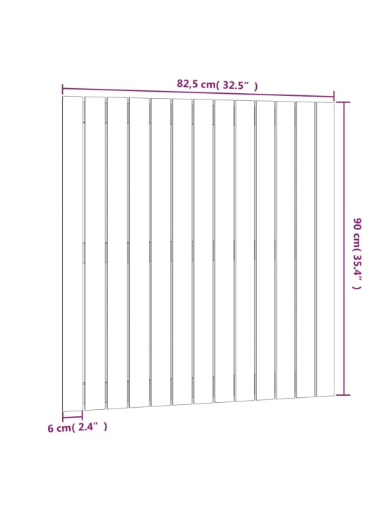 Nástěnné čelo postele bílé 82,5x3x90 cm masivní borové dřevo