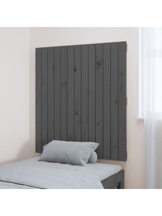 Nástěnné čelo postele šedé 82,5x3x90 cm masivní borové dřevo