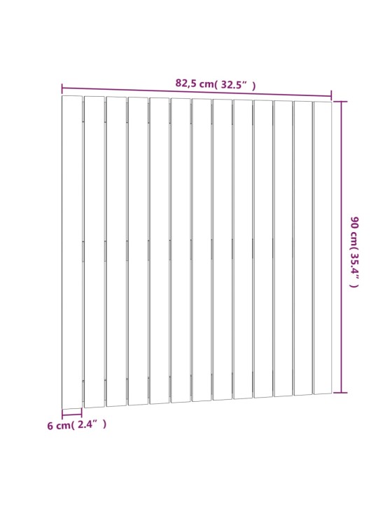 Nástěnné čelo postele šedé 82,5x3x90 cm masivní borové dřevo