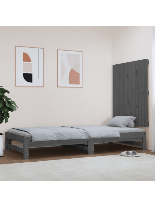 Nástěnné čelo postele šedé 82,5x3x90 cm masivní borové dřevo